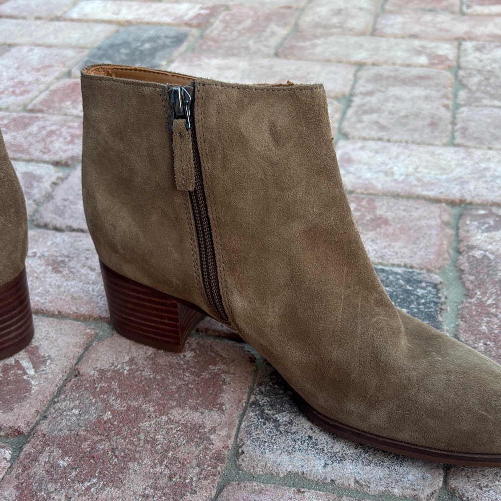 Franco Sarto Women's Suede Ankle Boots - Tan - Picture 7 of 13
